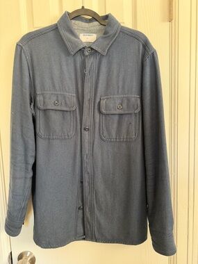 Old Navy Men's Slate Blue Button-Front Shirt Jacket